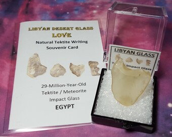 Libyan Desert Glass LOVE Tektite Meteorite Impact Glass In Perky Mineral Specimen Display Box From Egypt Sale