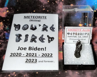 YOU'RE FIRED Joe Biden Meteorite Writing Souvenir Card with Sikhote Alin Meteorite Specimen Fell in 1947 Russia Gift