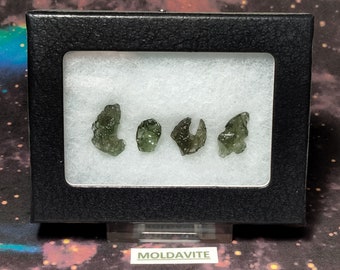 Sale MOLDAVITE LOVE Natural Tektite Meteorite Impact Glass Writing Display Rare Gift with Certificate