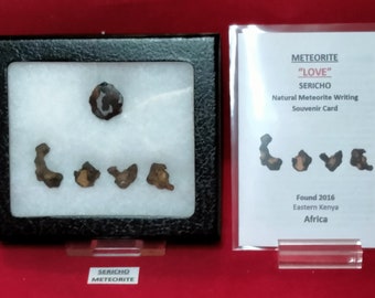 Sale Rare METEORITE LOVE Natural Sericho Outer Space Rock Meteorite Writing Display with Matching Souvenir Card Gift