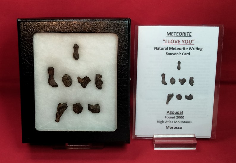 Rare Meteorite I LOVE YOU All Natural Agoudal Meteorite Writing Display with Matching Souvenir Card Gift Bild 2
