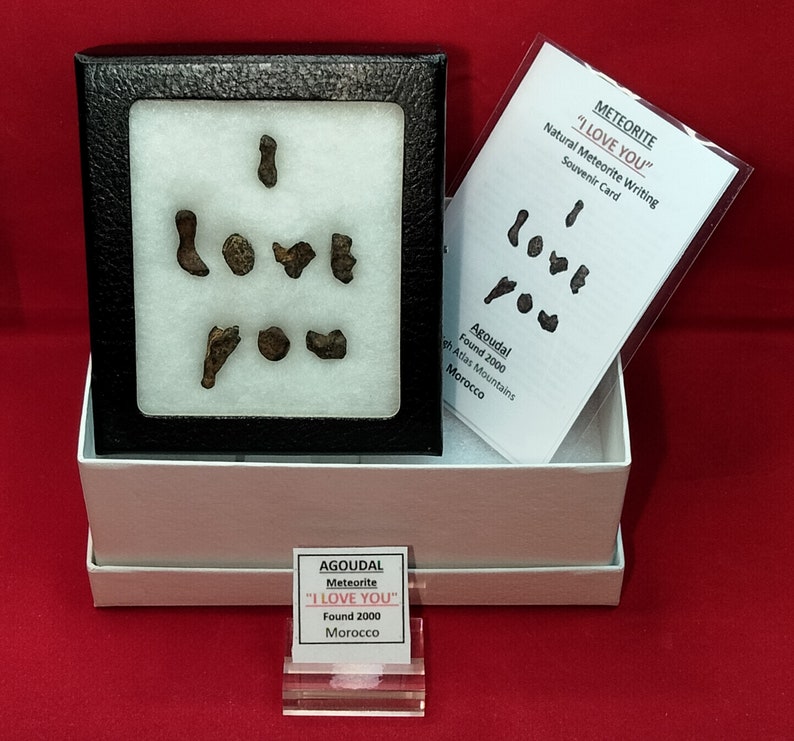 Rare Meteorite I LOVE YOU All Natural Agoudal Meteorite Writing Display with Matching Souvenir Card Gift Bild 6