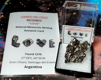 Sale METEORITE Campo Del Cielo (White Rabbit Face) Genuine Meteorite in Perky Box with Extraterrestrial Meteorite Writing Love Card