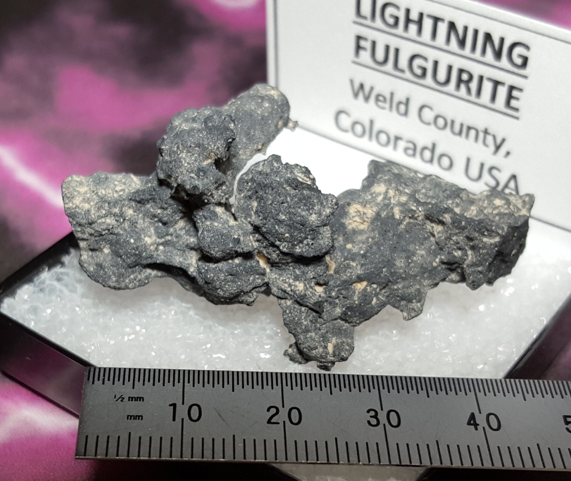 Fulgurite lightning strike sample with descriptive card  x1 