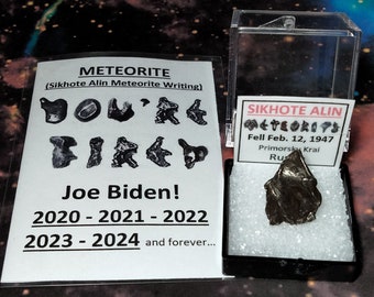 YOU'RE FIRED Joe Biden Meteorite Writing Souvenir Card with Sikhote Alin Meteorite Specimen Fell in 1947 Russia Rare Gift