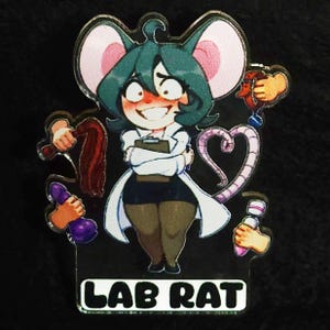 Lab Rat Acrylic Charm - kinky key chain pin badge magnet fetish sexy cute chibi naughty funny gift