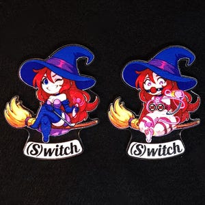 Switch Witch Acrylic Charm - kinky key chain pin badge magnet fetish sexy cute chibi naughty funny gift