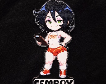 Femboy Acrylic Charm - kinky key chain pin badge magnet fetish sexy cute chibi naughty funny gift