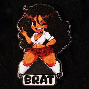 Brat Acrylic Charm - kinky key chain pin badge magnet fetish sexy cute chibi naughty funny gift