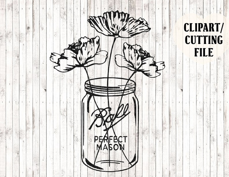 Download Floral mason jar svg mason jar cut files farmhouse svg | Etsy