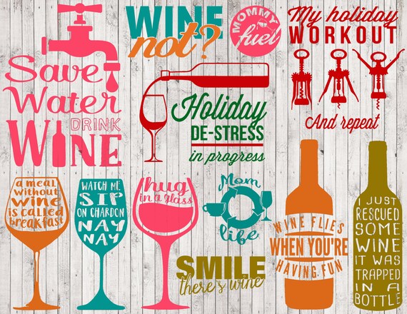 Download Free Wine Svg Bundle Wine Clipart Svg Files For Silhouette Cricut Etsy SVG Cut Files