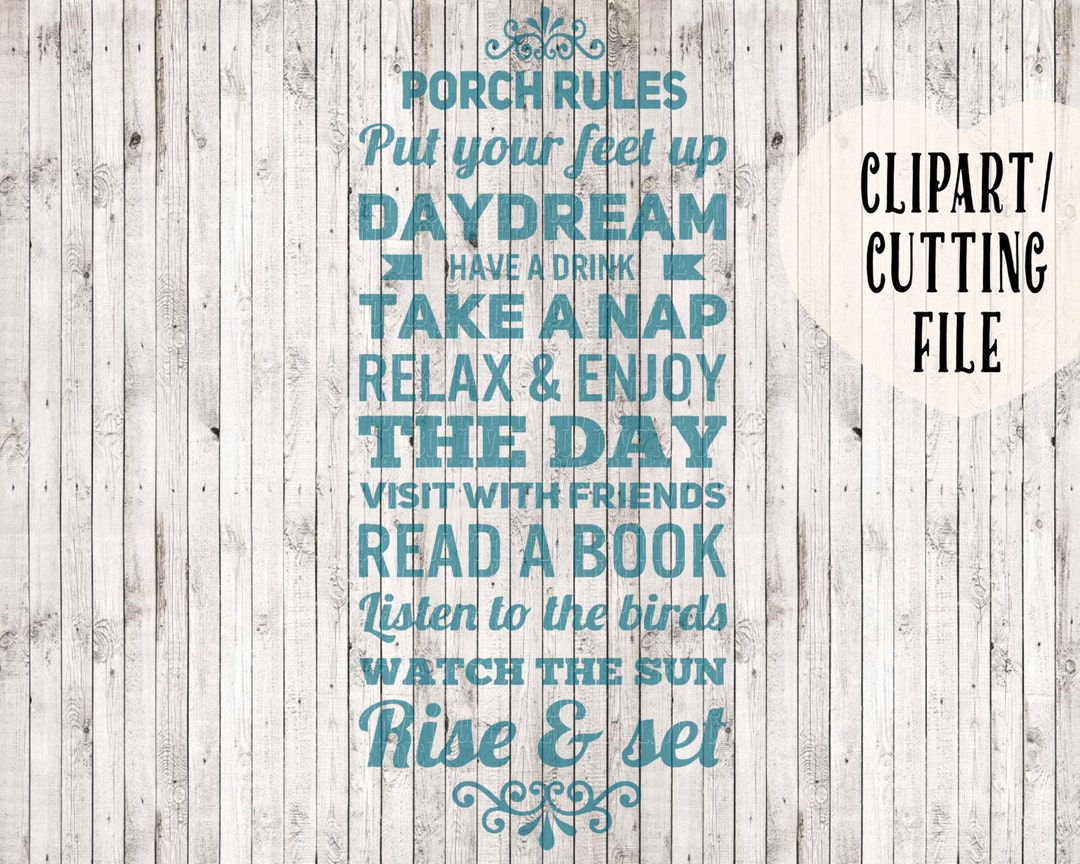 Porch Rules Svg, Porch Rules Sign Clipart, Porch Sign Svg Files, Vector Files, Country Svg