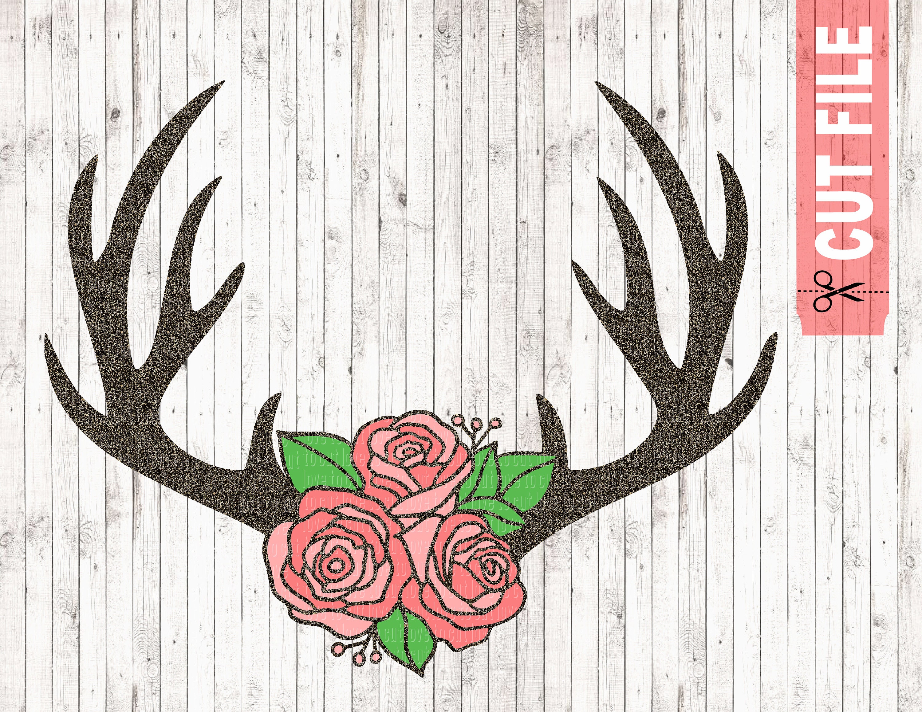 Download Antlers And Roses Svg Deer Svg Buck Svg Hunting Svg Floral Etsy