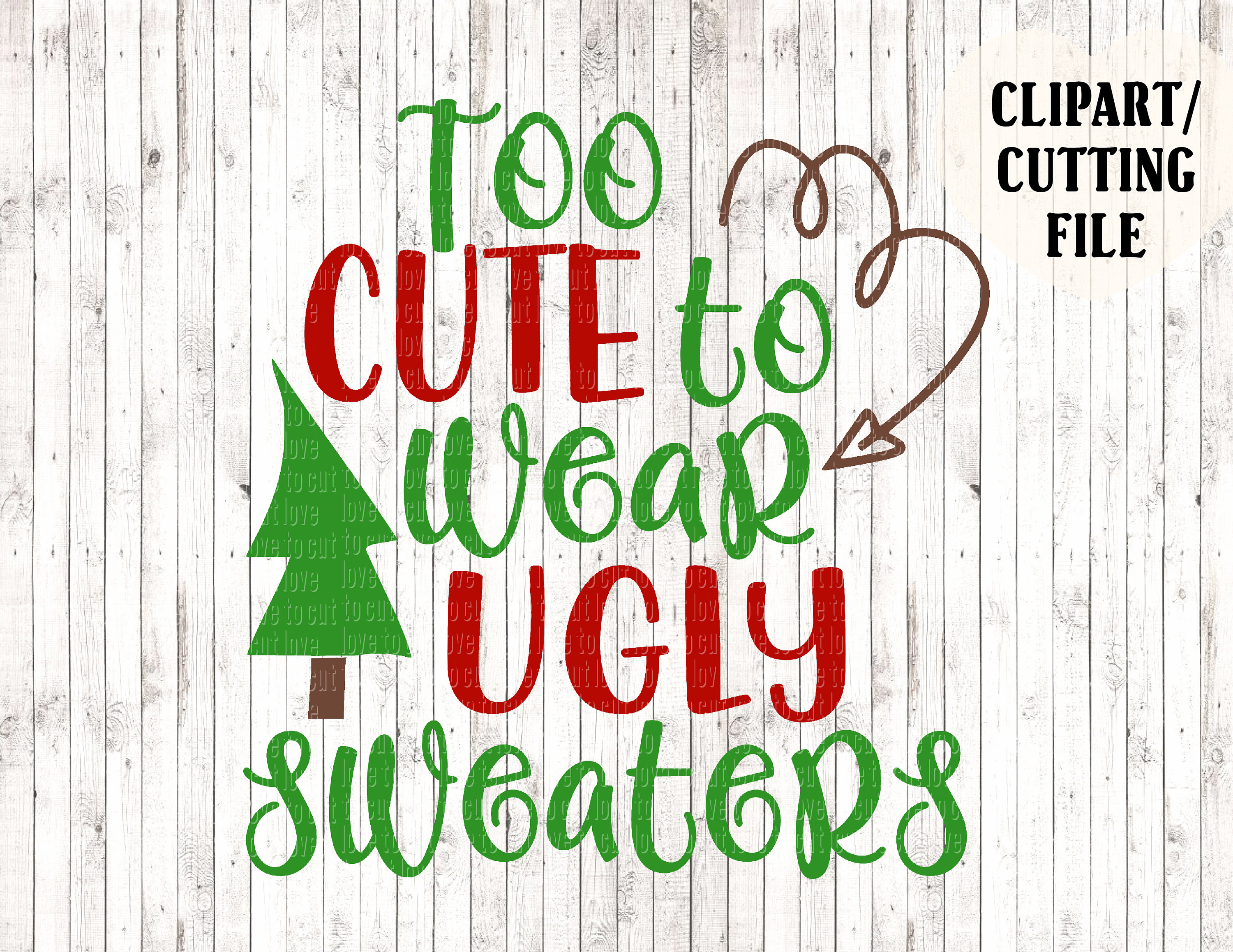 Download too cute to wear ugly sweaters svg ugly Christmas sweater ...