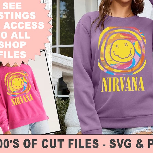 nirvana png, smiley face png, png for sublimation, band png files, png for tshirt, shirt png designs, digital download, iron on design