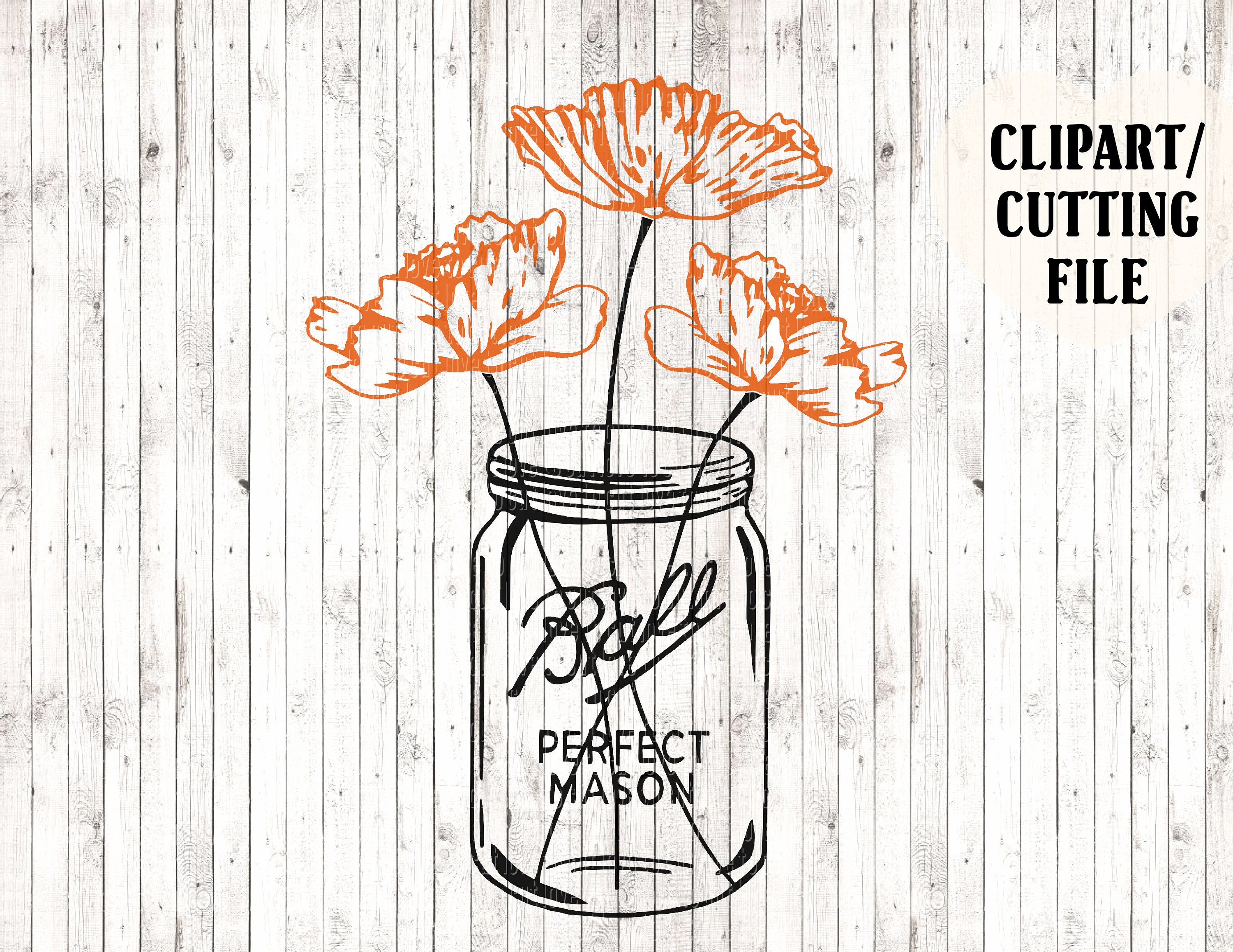 Download Floral Mason Jar Svg Mason Jar Cut Files Farmhouse Svg Etsy