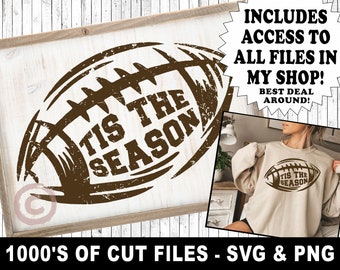 tis the season football svg, football png, cut files for cricut & silhouette, distressed sublimation designs
