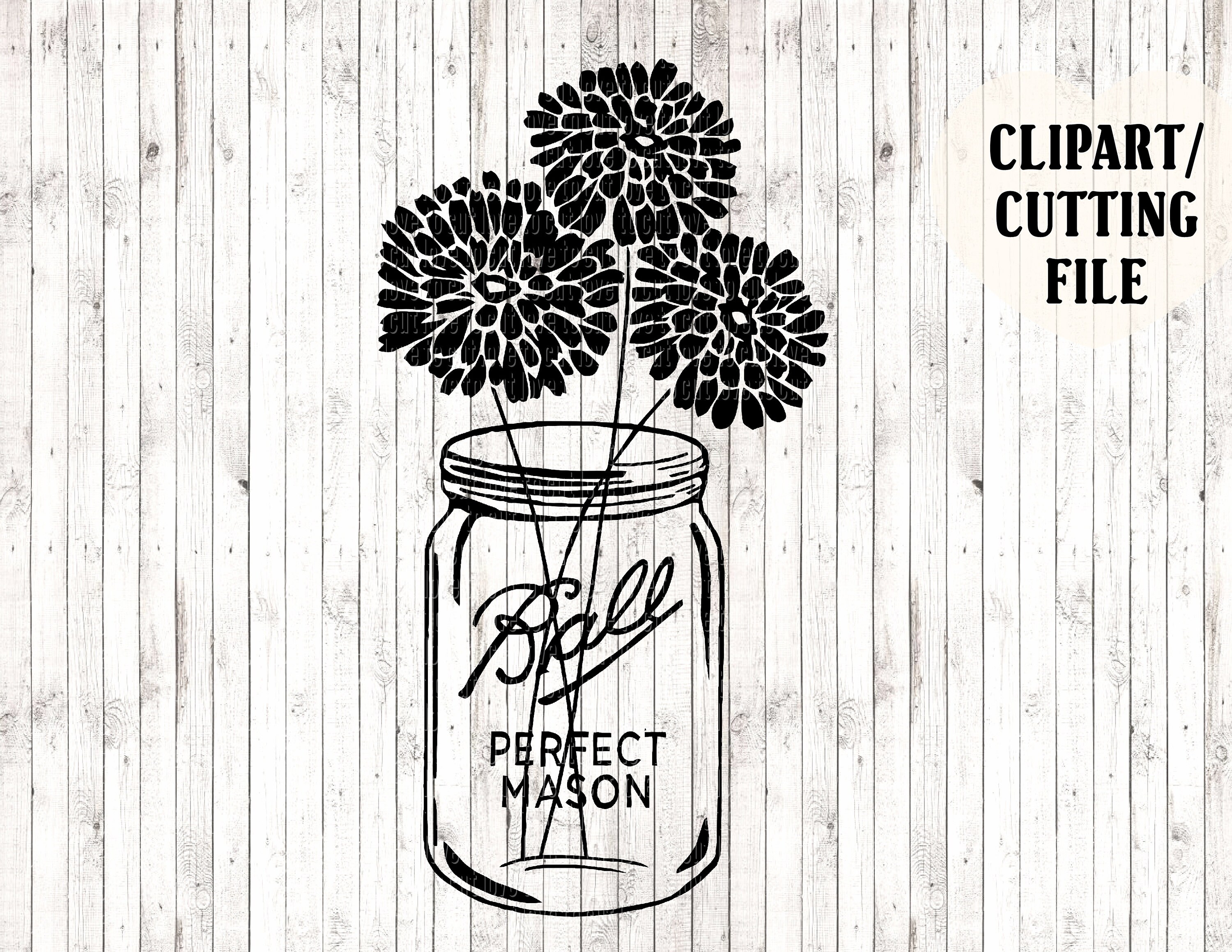 Mason Jar Svg Floral Svg Mason Jar Clipart Silhouette Etsy | My XXX Hot ...