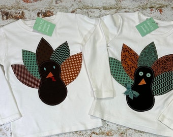 THANKSGIVING  TURKEY Boys or Girls Custom Holiday tee t-shirt in sizes 6-12-18-24 mth 2-3-4-5-6-8-10-12