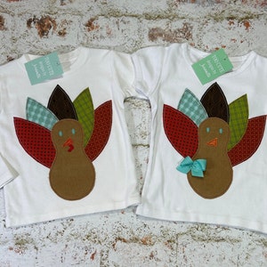 THANKSGIVING TURKEY Boys or Girls Custom Holiday tee t-shirt in sizes 6-12-18-24 mth 2-3-4-5-6-8-10-12 image 1