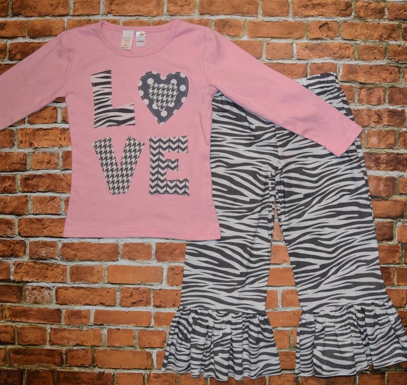 Girls Grey MODERN HOLIDAY collection BELLA Ruffle Pant 6-12-18-24 mth 2T-3-4-5-6-7-8 Valentines Christmas chevron damask zebra polka dot