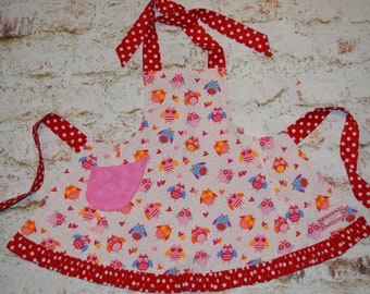 Valentines Day Womens Girls Apron kids 3/4 5/6 7/8 10/12 14/16 adult S/M  L/XL Mommy & Me matching  Pink Red Sweetheart Love Heart Owls