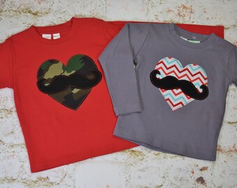 SALE! Boys size 12-18 mth 2T (18-24 mth)  *Ready to Ship Valentines day shirt Big Heart red chevron argyle camo mustache  *SaMPLE SaLE