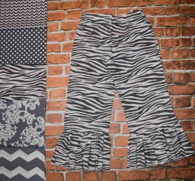 Girls Grey MODERN HOLIDAY collection BELLA Ruffle Pant 6-12-18-24 mth 2T-3-4-5-6-7-8 Valentines Christmas chevron damask zebra polka dot