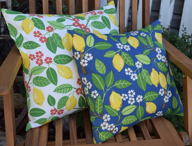 Lemon Branches Indoor / Outdoor Fabric Pillow Cover 12x12 Etsy