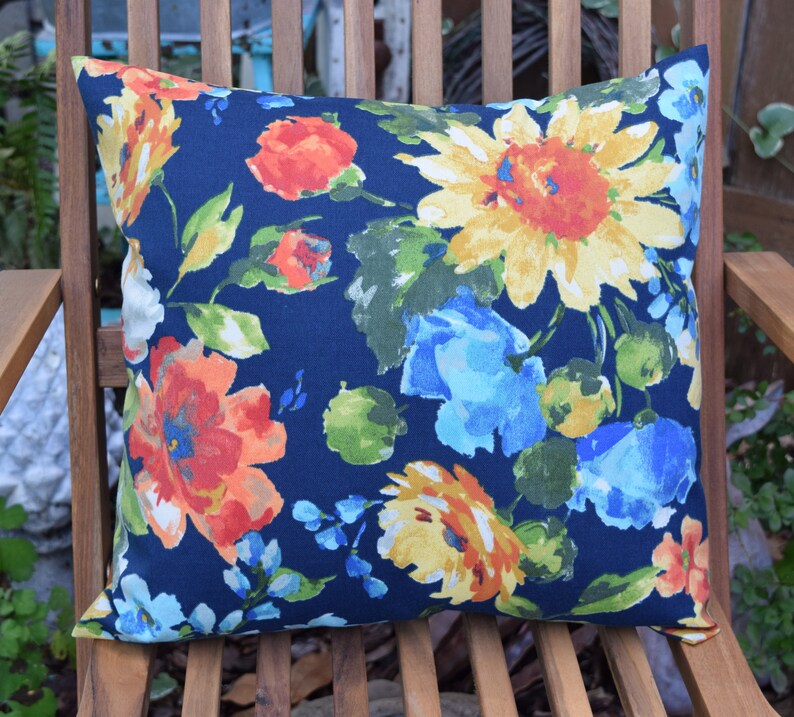 Modern Floral Print INDOOR OUTDOOR Fabric Pillow Cover 14x14 Etsy