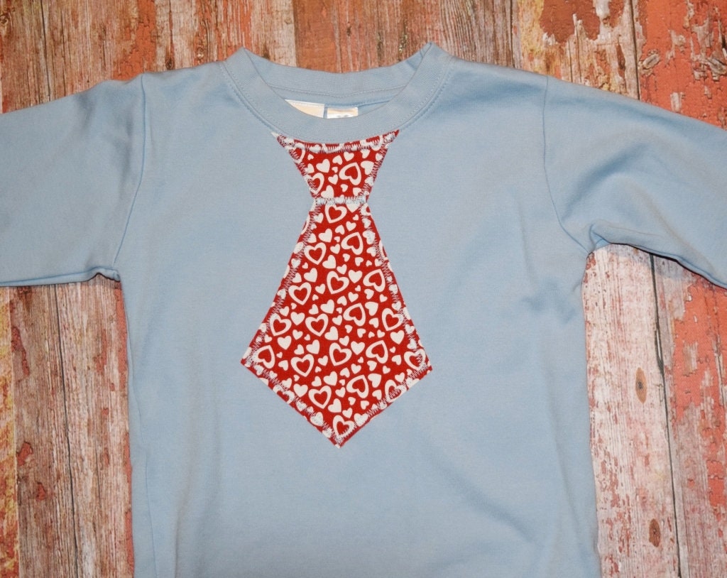 Boys Valentines Day tee shirt with Tie applique size | Etsy