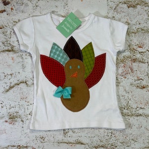 THANKSGIVING TURKEY Boys or Girls Custom Holiday tee t-shirt in sizes 6-12-18-24 mth 2-3-4-5-6-8-10-12 Girl Short Slv White