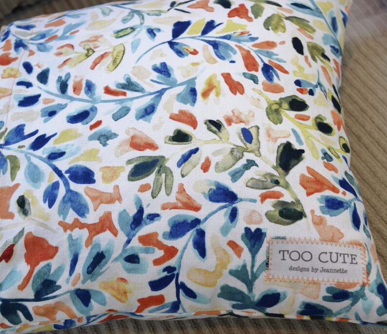 Floral Leafy Vine Fabric Pillow Cover 12x12 14x14 16x16 18x18 Etsy