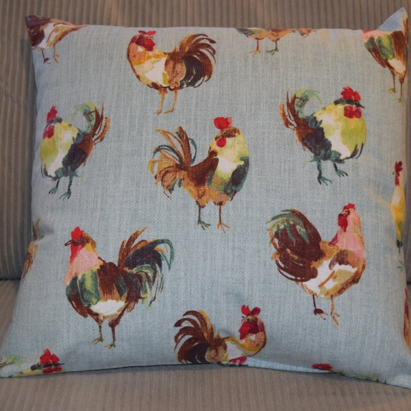 Modern Farmhouse Rooster Chicken fabric Pillow Cover 12x12  14x14  16x16  18x18  20x20 chair cushion cover envelope back farm fresh eggs