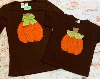 Boys Girls "PUmPKIN PaTCH" collection Fall Orange Pumpkin tee shirt sizes 6-12-18-24 mth 2-3-4-5-6-7-8-9-10-11-12  brown green orange unisex