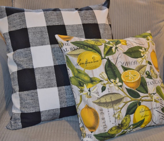 lemon print pillows