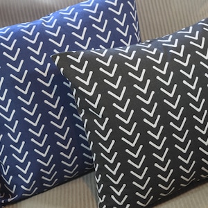 Modern Geometric Arrow Print Black or Navy pillow cover only 12x12  14x14  16x16  18x18  20x20 Modern Vintage Farmhouse Clean line simple