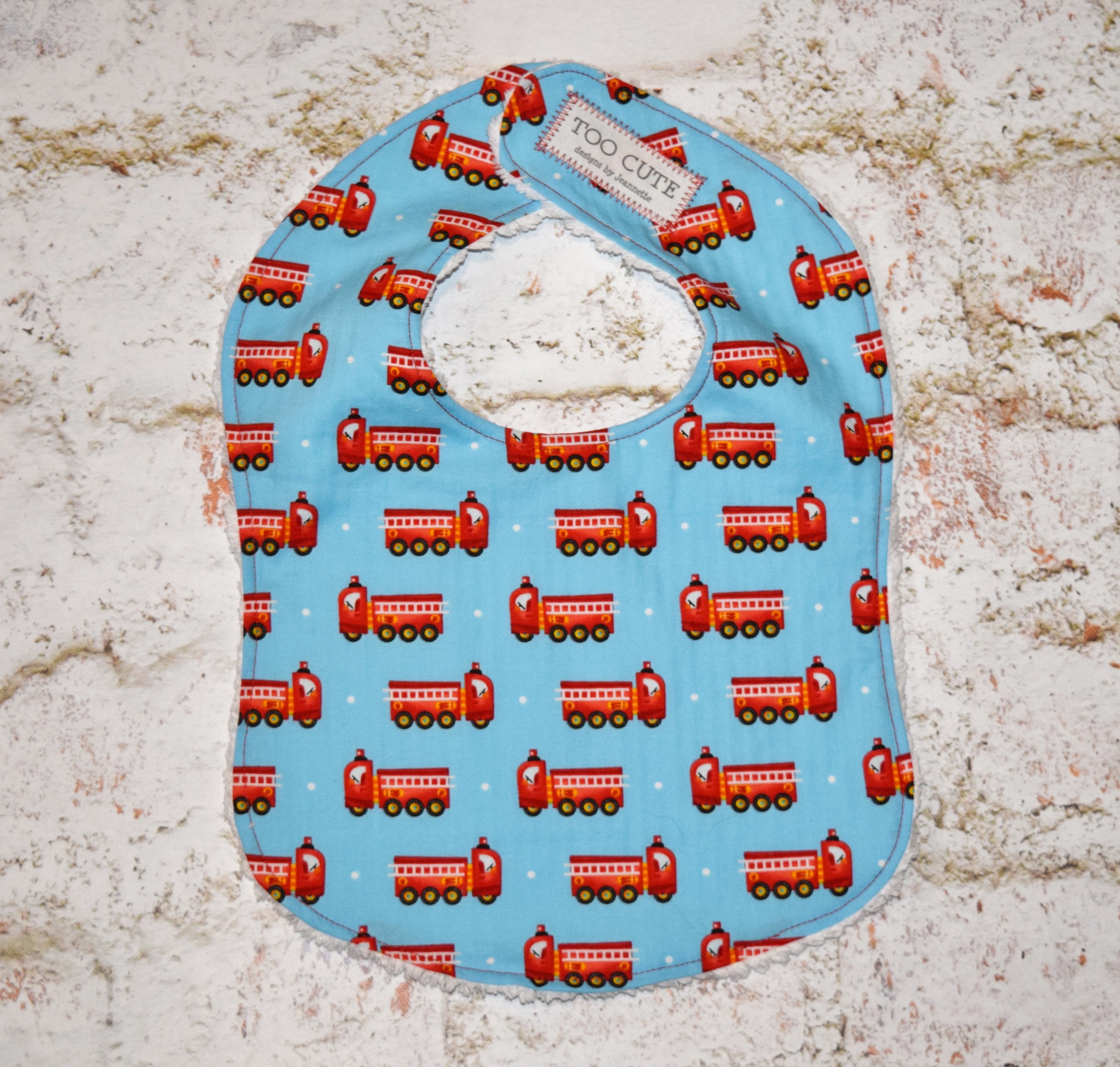 Custom Baby Bibs & Burp Cloths - Firefighter Design 100% Cotton Adjustable Bibs