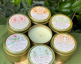 Travel Candles - Handgegossene botanisch inspirierte Duftkerze.