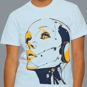 Futuristic Art T-Shirt, Modern Graphic Tee, Modern Design Shirt, Trendy Streetwear, Robot Illustration Apparel, Gift for Tech Lovers