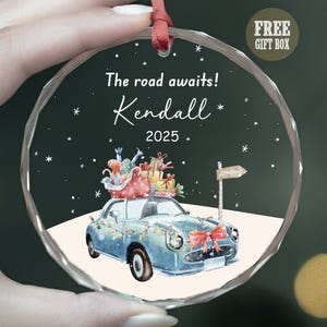 Custom New Driver Glass Ornament, Personalized Watercolor Car Christmas Keepsake
