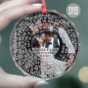 Personalized Song Lyrics Ornament, First Christmas Married Ornament, First Anniversary Couple Ornament, Custom First Dance Keepsake Gift