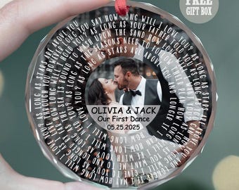 Personalized Song Lyrics Ornament, First Christmas Married Ornament, First Anniversary Couple Ornament, Custom First Dance Keepsake Gift