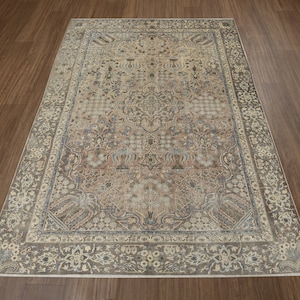 7x12 Vintage Rug, Beige Rug, Oushak Rug, Anatolian Rug, Antique Rug, Large Rug, Scatter Rug, Rare Rug, Wool Rug, Kitchen Rug, Entryway Rug