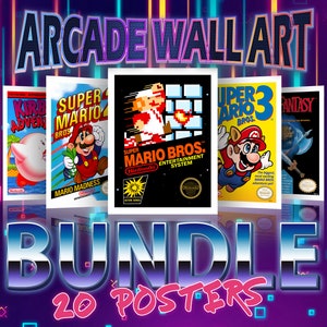 Arcade-Wandkunst, NES-Spiele-Posterpaket, Retro-Gaming-Poster, Wandkunst, digital druckbare Poster, Retro-Spiele, Posterwand