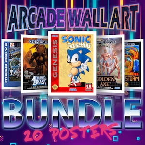 Arcade Wall Art, Sega Genesis Games Posters Pack, Retro Gaming Posters, Wall Art, Digital Printable Posters, Retro Games, Poster Wall