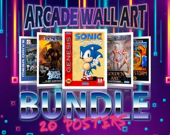 Arcade Wall Art, Sega Genesis Games Posters Pack, Retro Gaming Posters, Wall Art, Digital Printable Posters, Retro Games, Poster Wall
