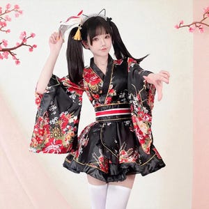 Japanese Modified Kimono Dress For Women Bathrobe Summer Cosplay Costume Anime Halloween Costumes Sexy Sweet Geisha Kawaii Girl