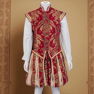 15th Century Renaissance Tudor Elizabeth King Prince Cosplay Costume Outfits Vest With Pants Full Set Luxurious Embroidered Tudo