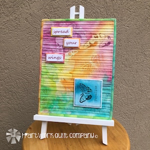 Unique Art Quilt, Inspirational Textile Art, Mixed Media Quilt, One of a Kind Handmade Gift, Hand Painted Home Decor, Butterflies